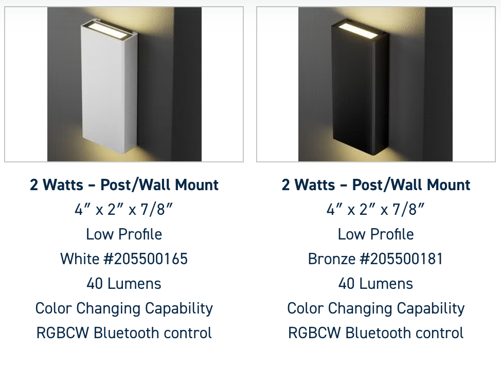 Post / Wall Mount Sconce - 2 Watts | White | Bronze | Black