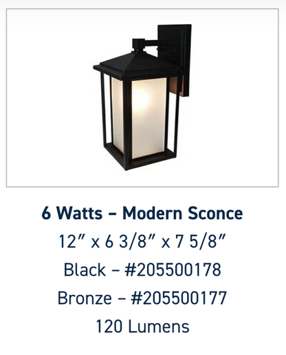 Modern Sconce - 6 Watts | Bronze | Black