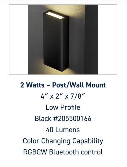 Post / Wall Mount Sconce - 2 Watts | White | Bronze | Black