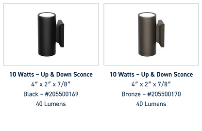 Up and Down Sconce - 10 Watts | Bronze | Black