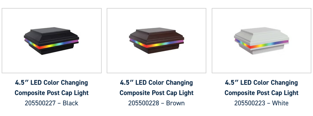 4.5” LED Color Changing Composite Post Cap Light | White | Brown | Black