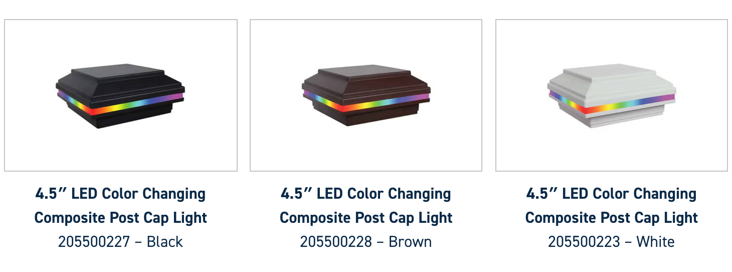4.5” LED Color Changing Composite Post Cap Light | White | Brown | Black