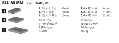 Techo-Bloc Slate Slabs Blu 60 MM - 3pc | Shale Grey