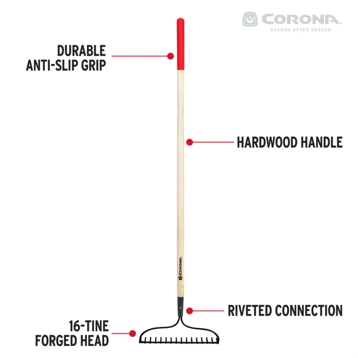 RAKE / Hardwood Handle Bow Rake, 16 Tine