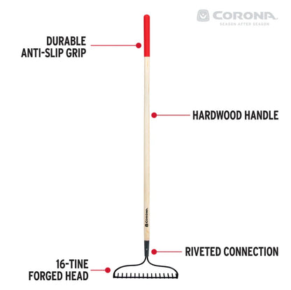 RAKE / Hardwood Handle Bow Rake, 16 Tine