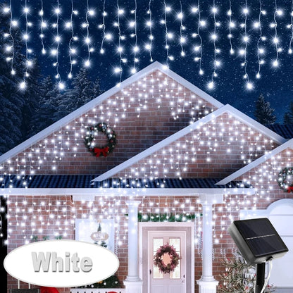 Christmas Solar Outdoor Icicle Lights 96/162 Leds | DELIVERY ONLY