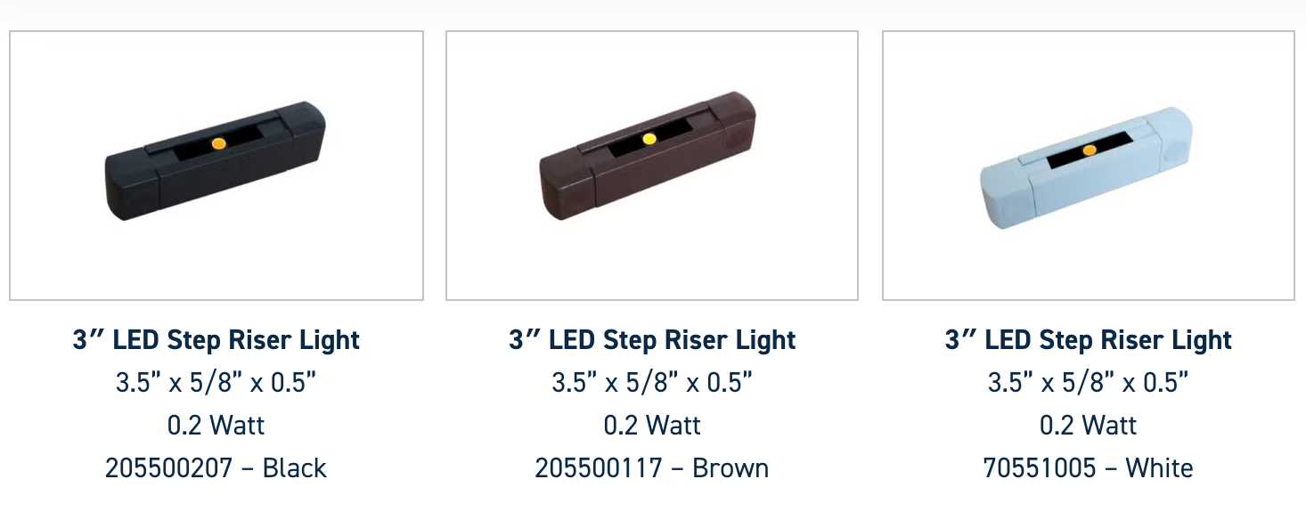 3” LED Deck Step / Riser Light | White | Brown | Black