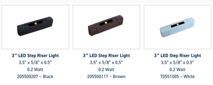 3” LED Deck Step / Riser Light | White | Brown | Black