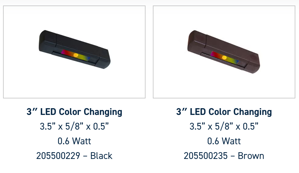 3” LED Color Changing Deck Step / Riser Light | White | Brown | Black
