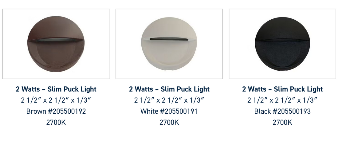 Slim Puck Light - 2 Watts | White | Brown | Black